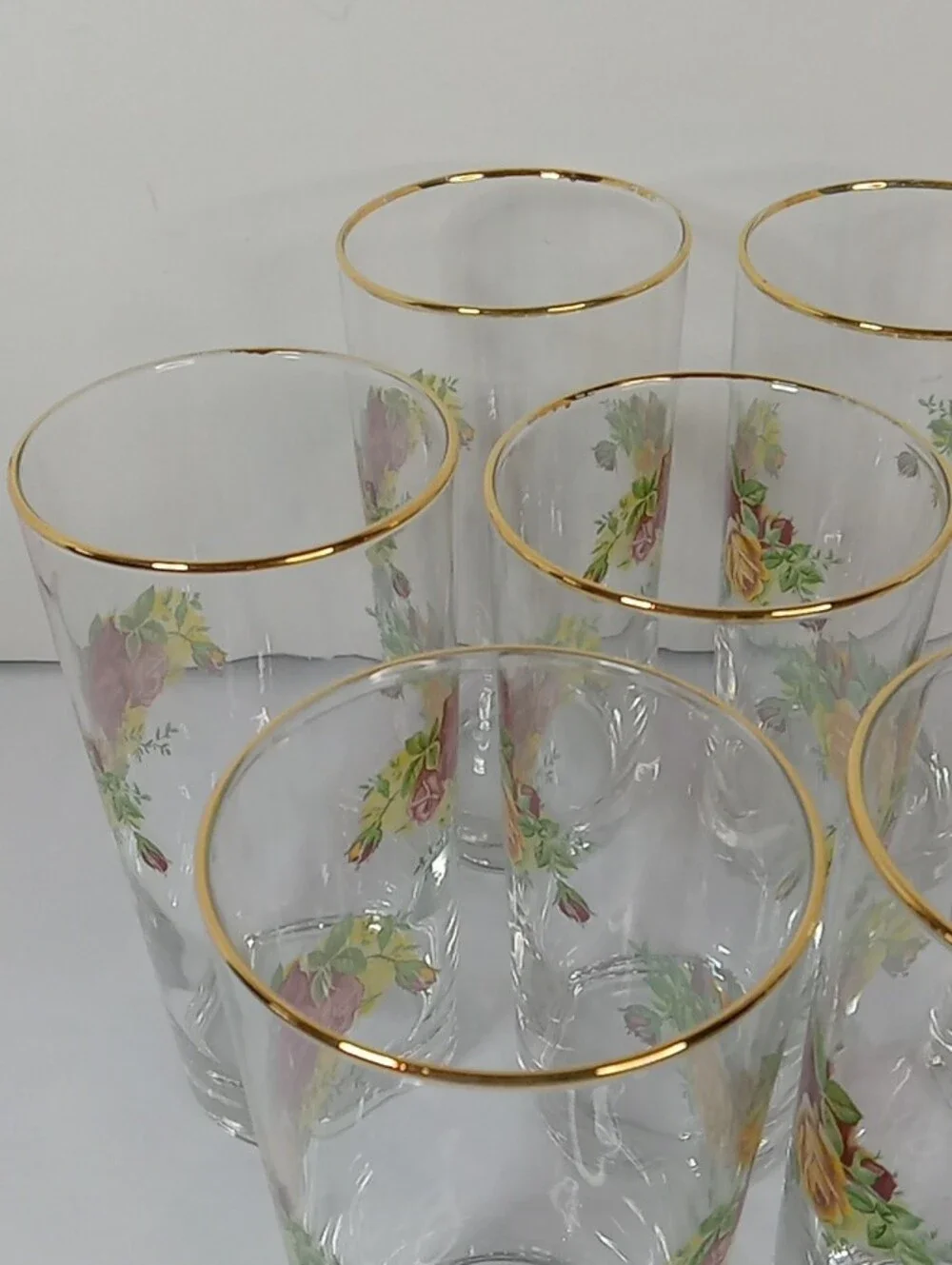 Vintage Royal Albert Gold-Rim Old Country Roses Highball Glasses - Set of 6